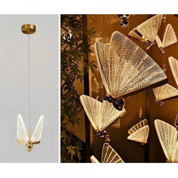 Luminária Pendente de LED Borboleta Gold 6W 3000K Branco Quente - Imagem 2